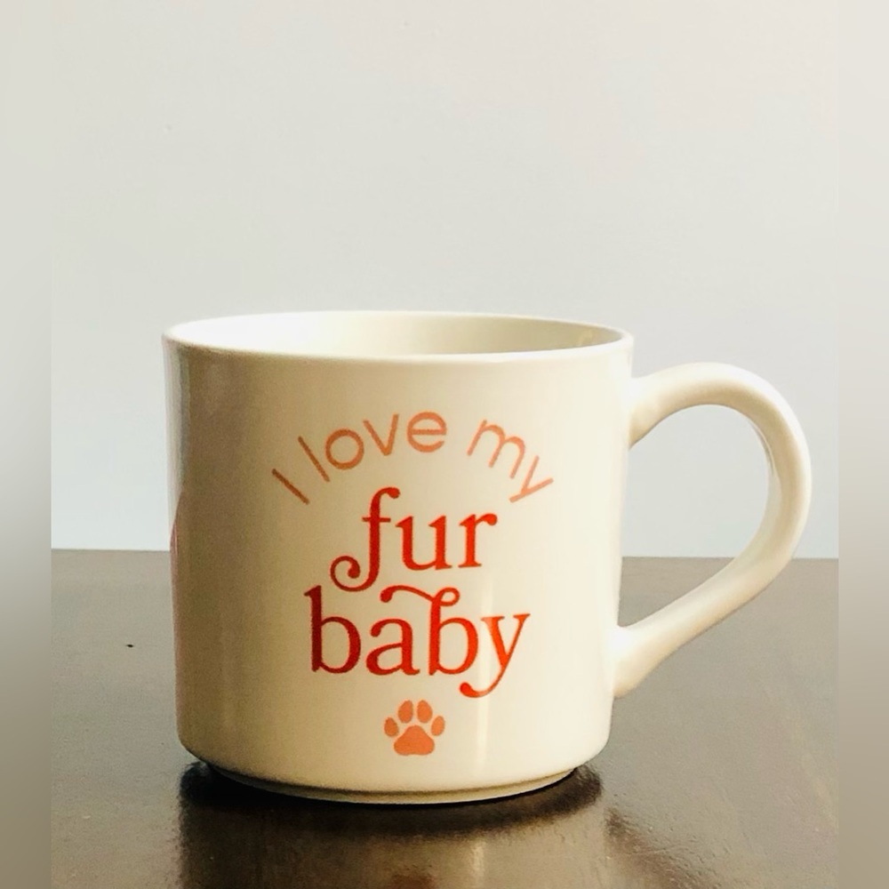 Parker Lane Ceramic tea coffee mug I love my fur baby dog cat paw cream. 16Oz